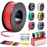 22 AWG Solid Core Wire Kit – 22 Gauge PVC Coated Copper Wires Pre-Tinned 33ft or 10m Each, 6 Colors (Black, Red, Yellow, Green, Blue, White), Hook Up Wire Kit from Plusivo