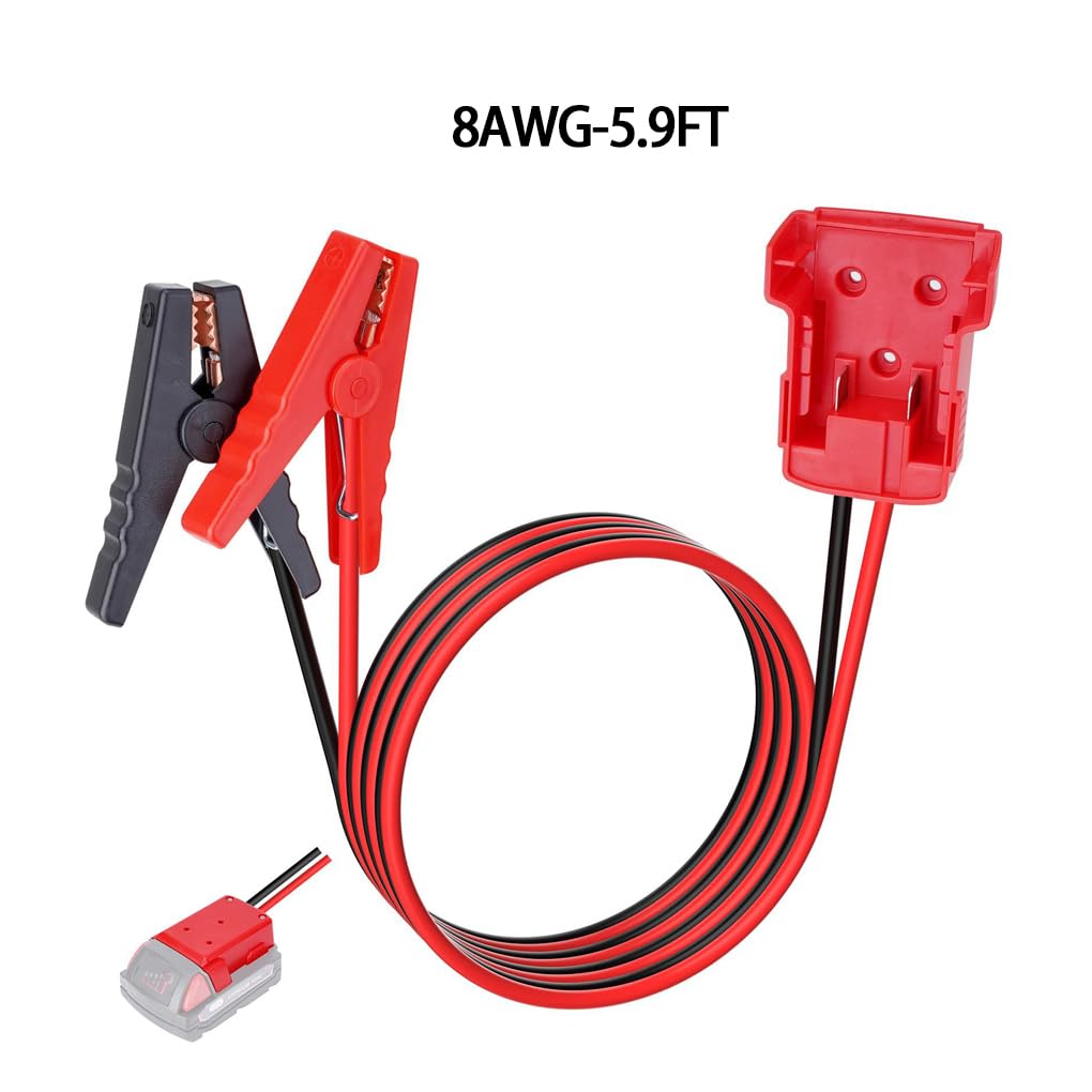 VUIUYOIES Cable de Arranque de batería con Pinza de cocodrilo (Aislamiento de Silicona, fácil de Transportar), 8 AWG-5.9 pies