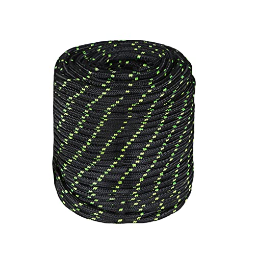 YSMN 1/2 in 150 FT Black Double Braided Rope Polyester Rope ...