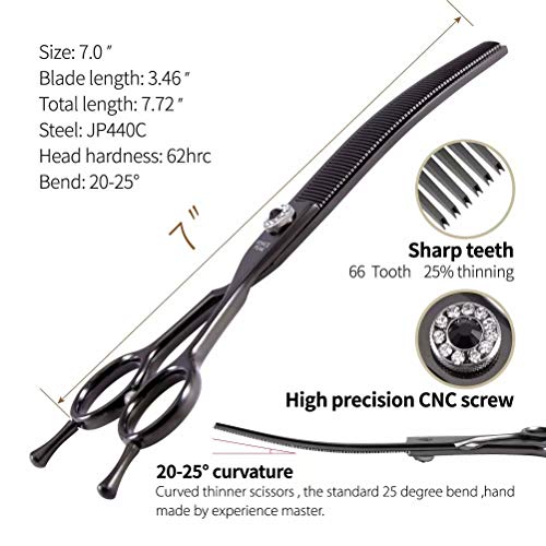 Fenice Peak Professional Dog Grooming Scissors Pet Curved Thinning Shears 7.0” Extremely Sharp Blades 440C Steel Thinning Scissors Durable Smooth Motion & Fine Cut for Dogs and Cats(Black) Fenice Peak Professional Dog Grooming Scissors Pet Curved Thinning Shears 7.0” Extremely Sharp Blades 440C Steel Thinning Scissors Durable Smooth Motion & Fine Cut for Dogs and Cats(Black)