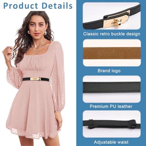 Image of PALAY Waist Belt for Women Dresses, Fashion Ladies Belts for Women, PU Leather Slim Womens Belts for Dress, Blazer, Suit, Black /Brown Alloy Turn Lock Buckle Belt (Fit Waist 70-95cm)