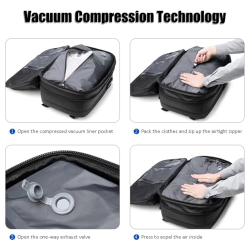 Ezyvac Backpack, Vacuum Seal Backpack with Pump, Large Capacity Travel Vacuum Bag with Combination Lock (Black)2