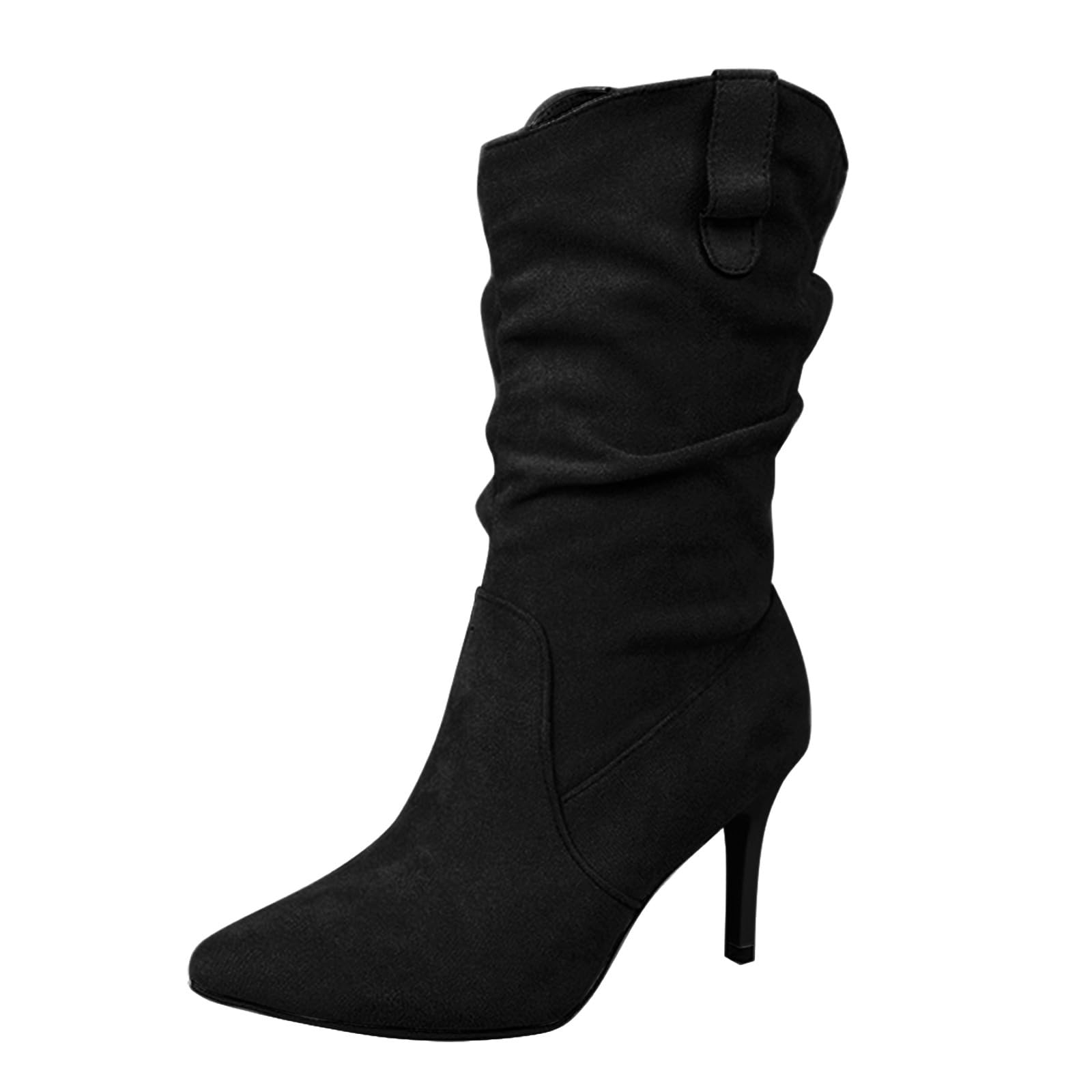 Womens Short Leg Stylish Durability Western Boots Prom Shoes Snow for UK Ladies Walking Boots for Parties and