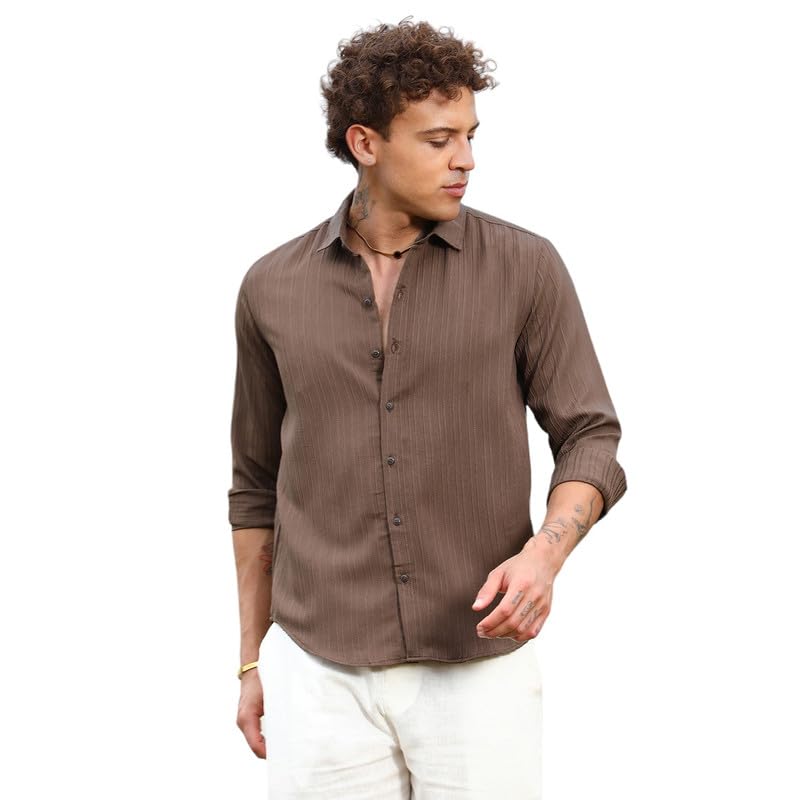 Image of CAHOOT Men's Solid Utility Shirt | Casual Wear | Spread Collar | Long Sleeve | Button Closure | Shirt Crafted with Comfort Fit for Everyday Wear