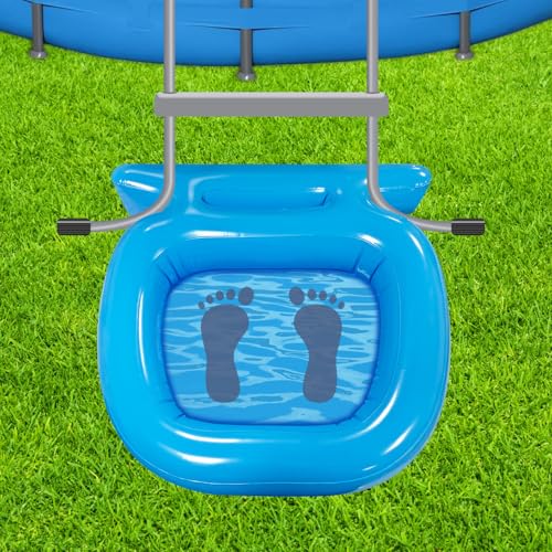 Lanathel Inflatable Pool Foot Bath Basin Portable Foldable Foot Wash Bath Basin for Soaking Feet Beach Hot Tub Spa Above & In-Ground Swimming Pool Entry Ladder (Blue)