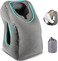 Almofada de Pescoço, Travesseiro de Viagem, Travesseiro de Pescoço, Travesseiro Viagem, Almofada Inflável Dobrável Portátil Avião Suporte Encosto Descanso Pescoço Apoio