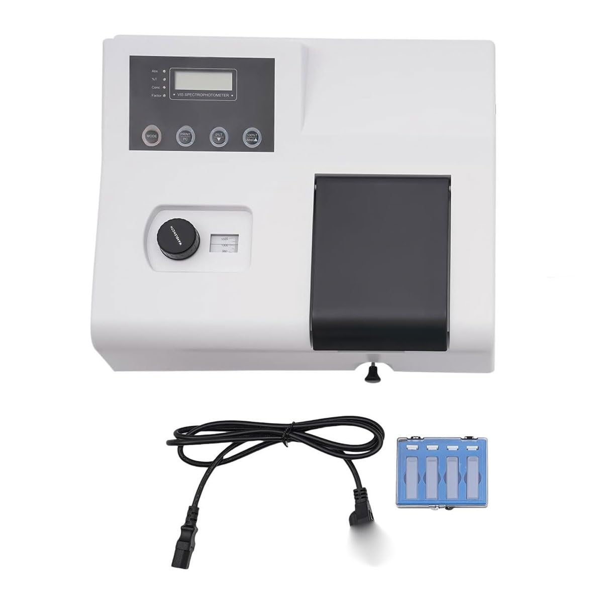 Espectrofotómetro visible portátil, espectrofotómetro digital de laboratorio con puerta de luz automática y perilla de ajuste de longitud de onda, espectrofotómetros de onda LCD de 350-1020 nm