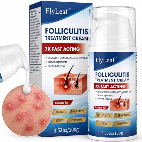 Folliculitis Treatment Cream with 5% Benzoyl Peroxide &amp; Tea Tree Oil, Fast Acting Scalp Bump Treatment for Razor Burn, Body Breakouts, Boils &amp; Itch Relief, Non-Greasy Skin Relief Cream, 100g/3.53oz