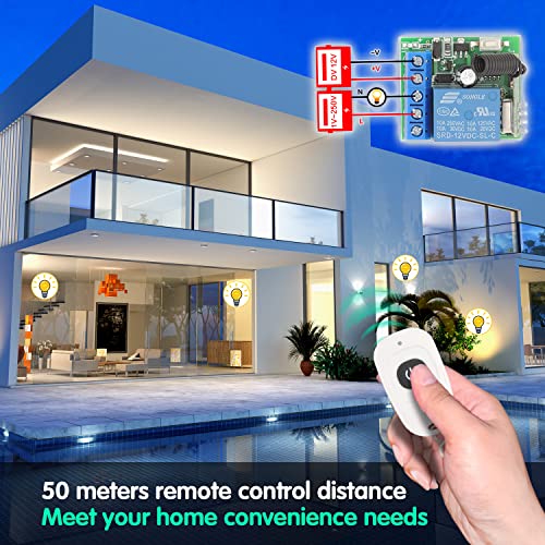 DieseRC Interruttore relè RF Telecomando wireless, controller ricevitore DC12V 10A 1 canale con trasmettitore, interruttore remoto fai-da-te facile