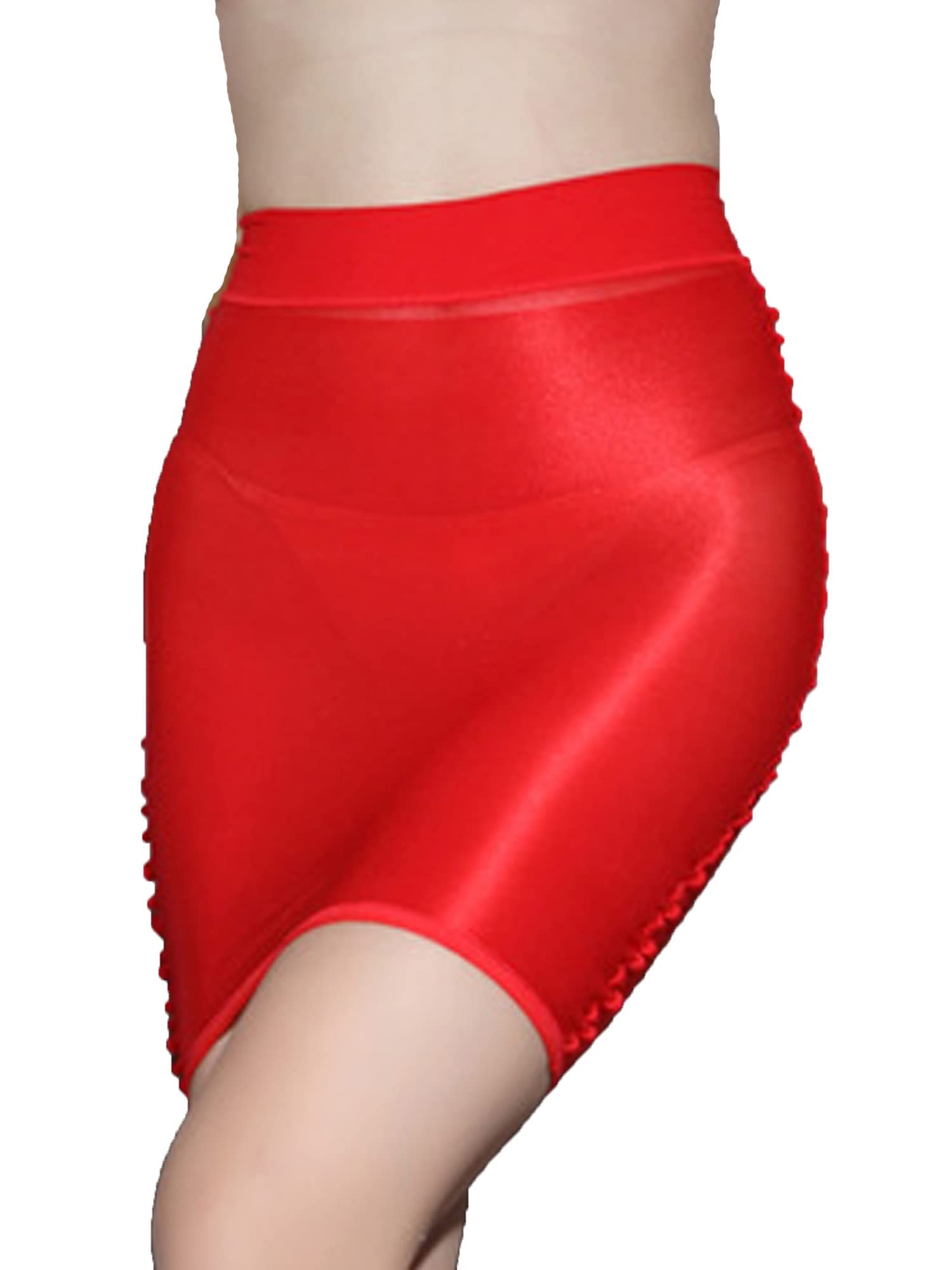 Women See Through Micro Mini Skirt Stretchy Shiny Sheer Semi Opaque High Waist Bodycon Nightclub Dress