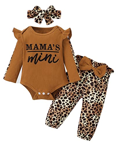 Image of Baby Girl Outfit Newborn Clothes Infant Ruffle Romper Pants Set Fall Winter Baby Clothes for Girls