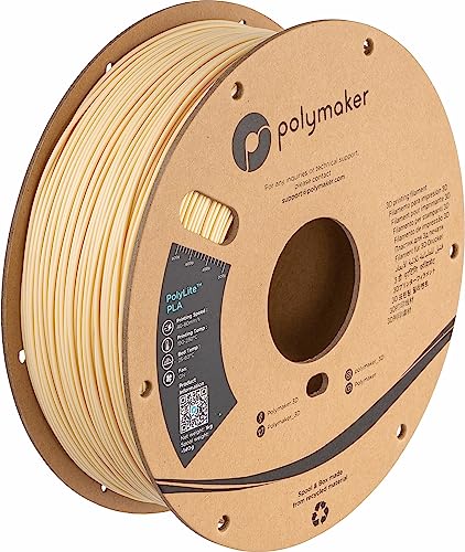 Image of Polymaker PLA Filament, Cream 3D Printing PLA Filament 1.75mm 1kg - PolyLite 3D Printer PLA Filament, Dimensional Accuracy + /- 0.03mm, Compatible with Most 3D Printer, Cream