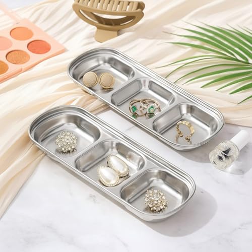 Image of 4 Pcs Esthetician Bowls Face Mask Tray Esthetician Supplies Stainless Steel Compartment Serving Tray Women Skincare Products Facial Bowl for Spa Salon Aesthetician Beauty, Nail Art (Silvery,Medium)