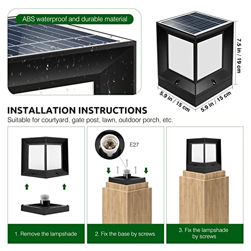 Osaladi Solar Outdoor Deck Post Cap Lights, Waterproof Led Color Changing Fence Post Lights With Remote Control, High Brightness Solar Post Lights For Fence Deck Patio Garden Decoration #TOP6