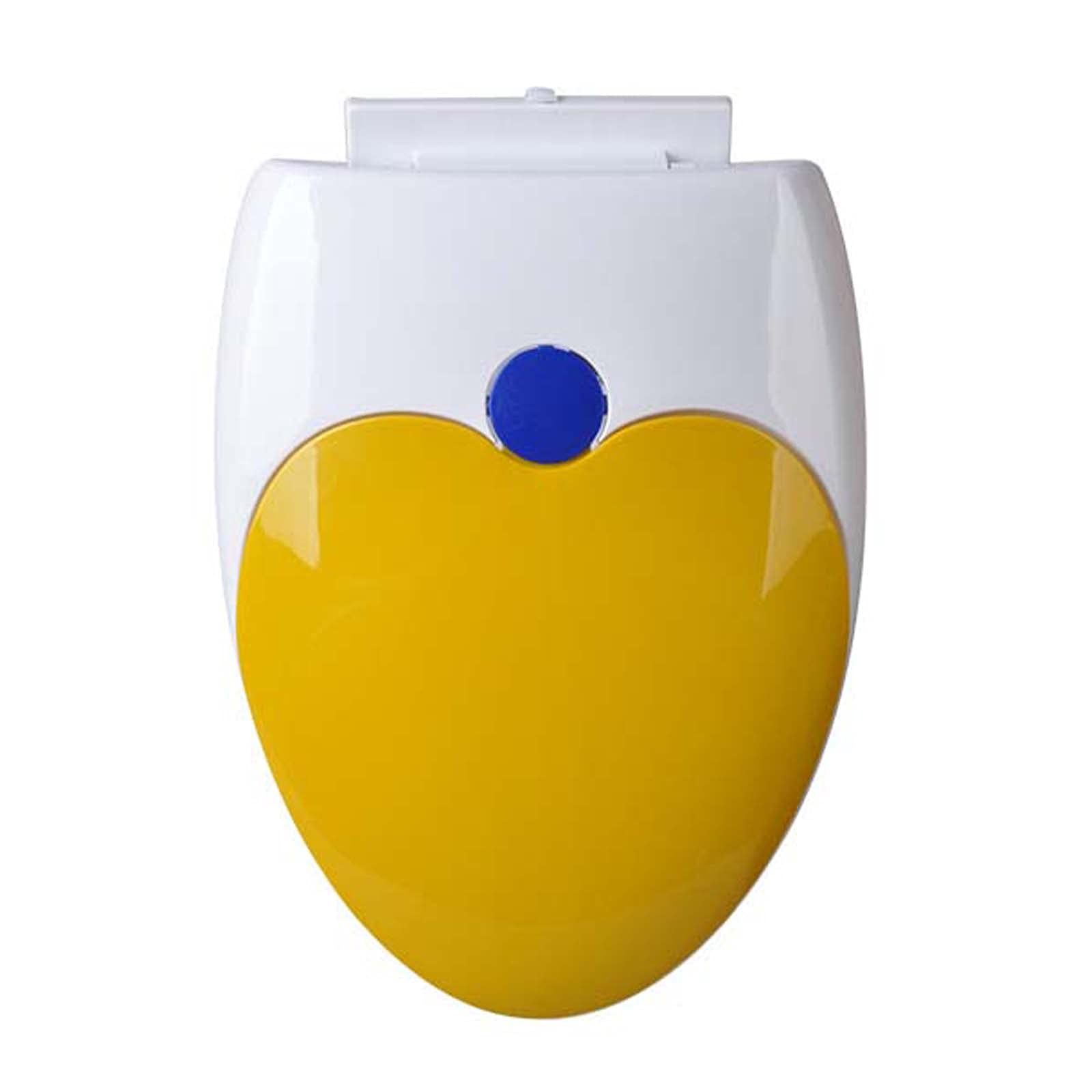Sedile WC colorato con seggiolino per bambini integrato, sedile WC spesso, sedile WC a chiusura rallentata, materiale PP, installazione inferiore, facile da installare e pulire/giallo/allungato-V