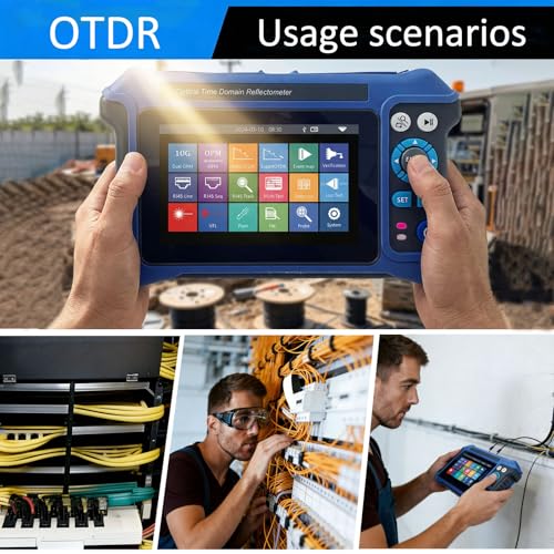 Image of 16-in-1 OTDR Fiber Optic Tester 1310 /1550 /1625nm, with Event Map, 10G PON OPM, VFL, OLS, RJ45 Cable Tracker, 80km Range Network Diagnosis Tool
