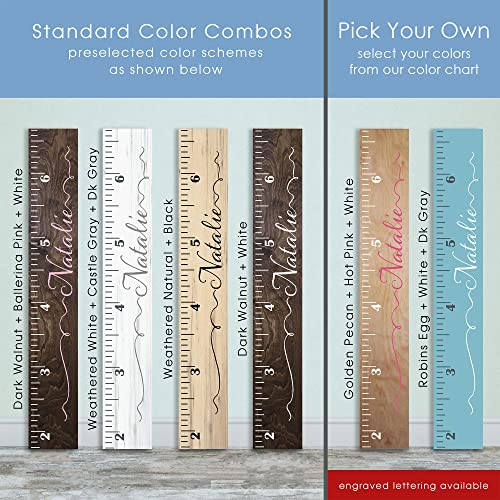 Wooden Kids Growth Chart Ruler for Boys and Girls Painted or Engraved (The Natalie) Back40Life - Image 3