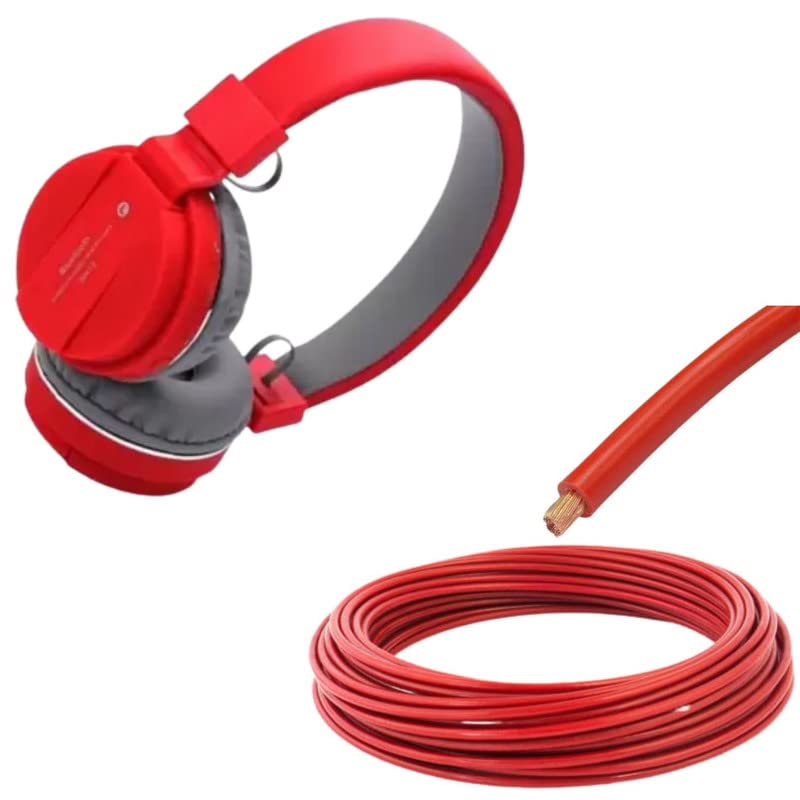 Cospex Combo Pack of 2 Items - Comfortable On-Ear Bluetooth Wireless Headphone, Flexible 2.5mm Copper Wire for Home or Domestic Industrial Electric Wiring, Electric Wire-5Mtr (Red Color)-image-43