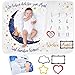 Baby Meilenstein Decke auf Deutsch | Monatsdecke Baby Junge & Mädchen, Unisex | Personalisiertes Baby Party-Geschenk | Motiv Mond & Sterne | Weich | Babydecke | Baby Monats-Decke Mit Rahmen