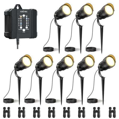 HIBOITEC 12W Gartenbeleuchtung mit 100W Transformator Fotozellensensor und Timer, Wasserdichte Led Garten Beleuchtungen, Wegebeleuchtung Dimmbar 2700...