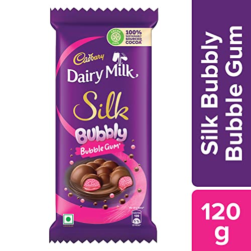 Image of Cadbury Dairy Milk Silk Bubbly Bubblegum Chocolate Bar, 120 Gram
