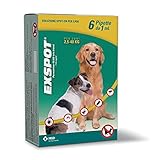 EXSPOT ANTIPARASSITARIO per Cani da 2,5 kg A 40 kg 6 Pipette ANTIPULCI ANTIZECCHE REPELLE ZANZARE Mosche E PIDOCCHI
