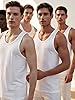 COSHAL® 3 Vest Men's Black Sleeveless 100% Cotton Mens Tops Summer Tank Top for Gym Workout Men Tshirt Everyday Athletic Wear Running Undershirt Multipack Vest White M #2