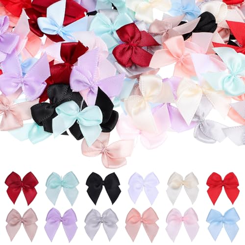 TOYANDONA 180 Mini Lazos de Raso para Coser y Decoración de Regalos, Hechos de Poliéster Diseño Encantador y Forma de Moño para Manualidades y Embalaje