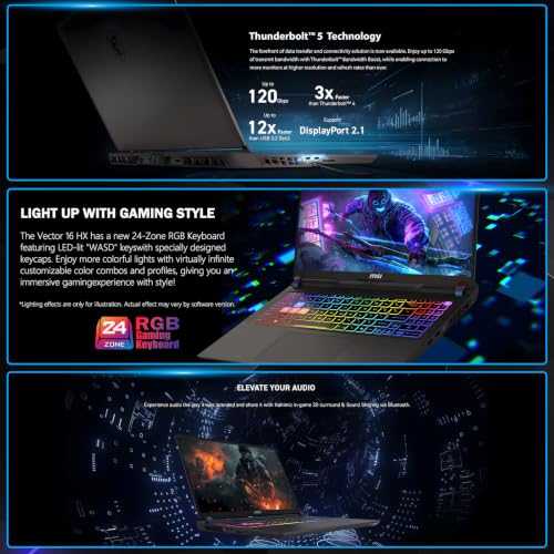 Image of MSI Vector 16 Gaming Laptop NVIDIA RTX 5070Ti 32GB RAM 2TB Intel Ultra 7