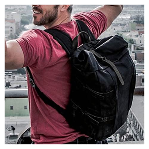 Waxed Canvas Backpack For Men Vintage Outdoor Mens Rucksack Women Packsack Large Capacity Backpack(Army green)2