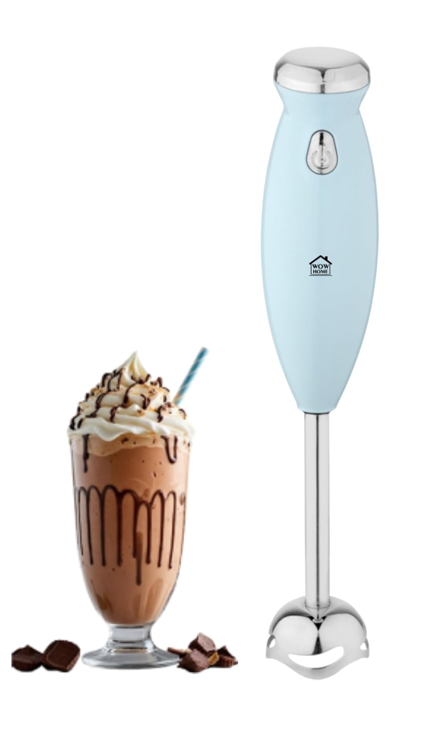 WOW HOME HB 02 Electric Hand Food Blender | 300W Powerful Motor | Stainless Steel Blades, For Mixing, Blending (Blue)