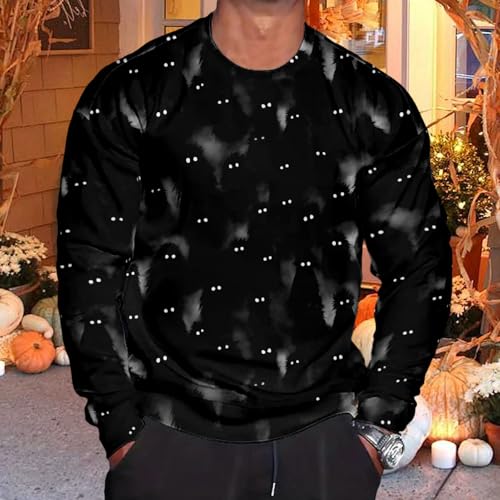 Men's Halloween Sweatshirt | Spooky Skull Skeleton Sweatshirt Long Sleeve - Fashion Holiday Pullover Fall Sweater3