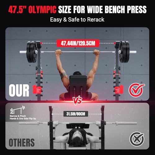 YOLEO Weight Bench with Rack - Bench Press Set, Leg Extension, Preacher Curl & Flat/Incline/Decline Full Body Workout Bench, Adjustable Olympic Weight Benches for Home Gym(47.44IN WIDE GRIP) - Image 3