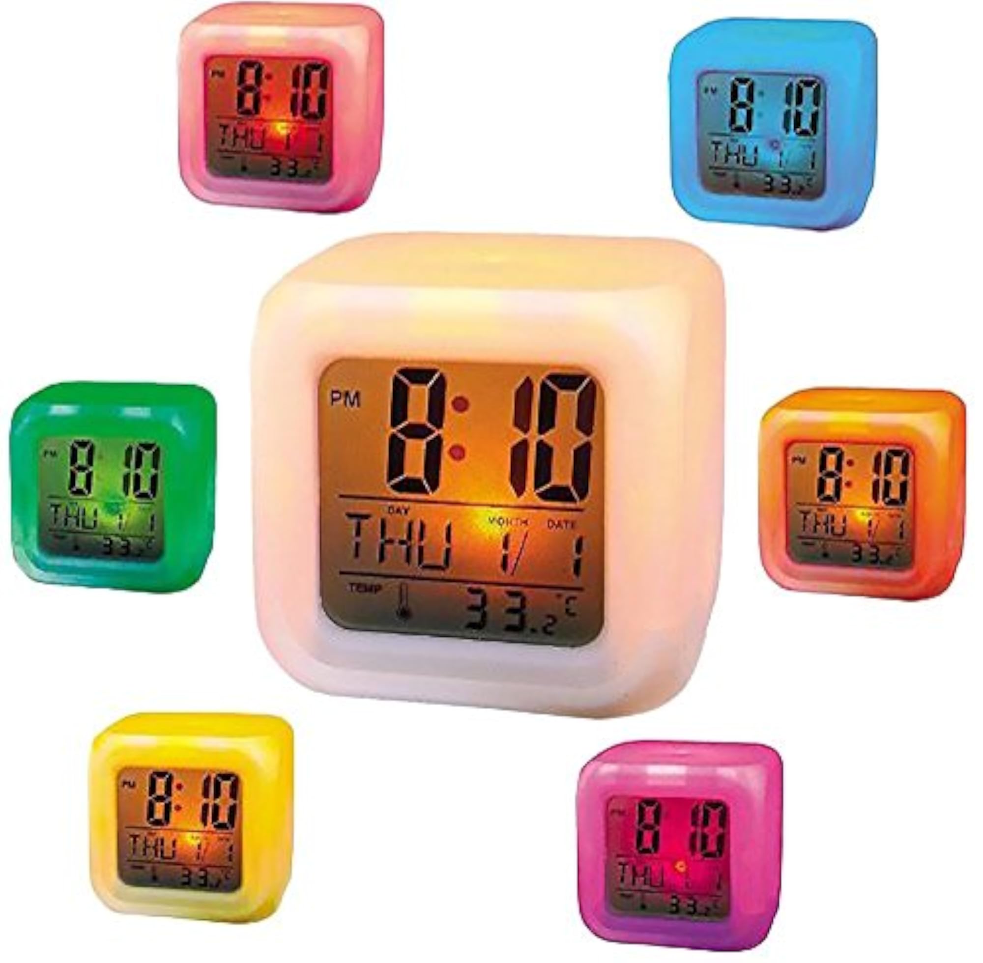 Smart Digital Alarm Clock with 7-Color LED Display