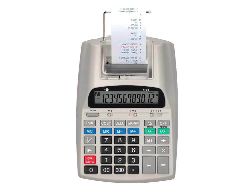 CALCULADORA LIDERPAPEL Impresora Pantalla Papel 57 MM 12 DIGITOS Impresion Bicolor Blanca 225X158X56 MM