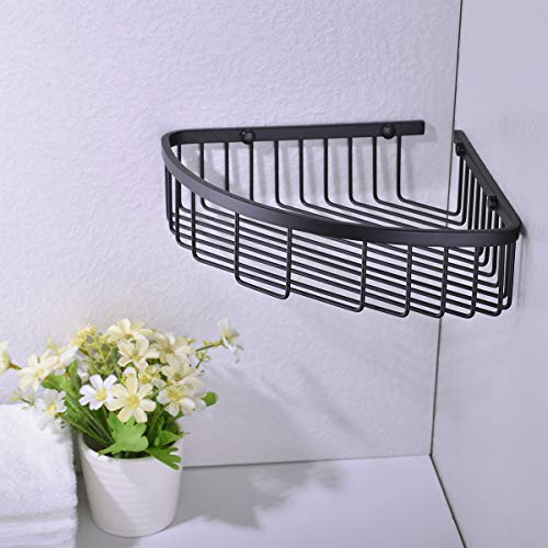 Orhemus 304 Stainless Steel Shower Caddy Corner Basket Shelf Bathroom Organizer Wall Mounted Storage, Matte Black Plated Finish Heavy Duty #TOP3