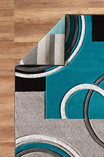 GLORY RUGS Area Rug Modern Soft Hand Carved Contemporary Floor Carpet with Premium Fluffy Texture for Indoor Living Dining Room and Bedroom Area (Turquoise, 8'x10')