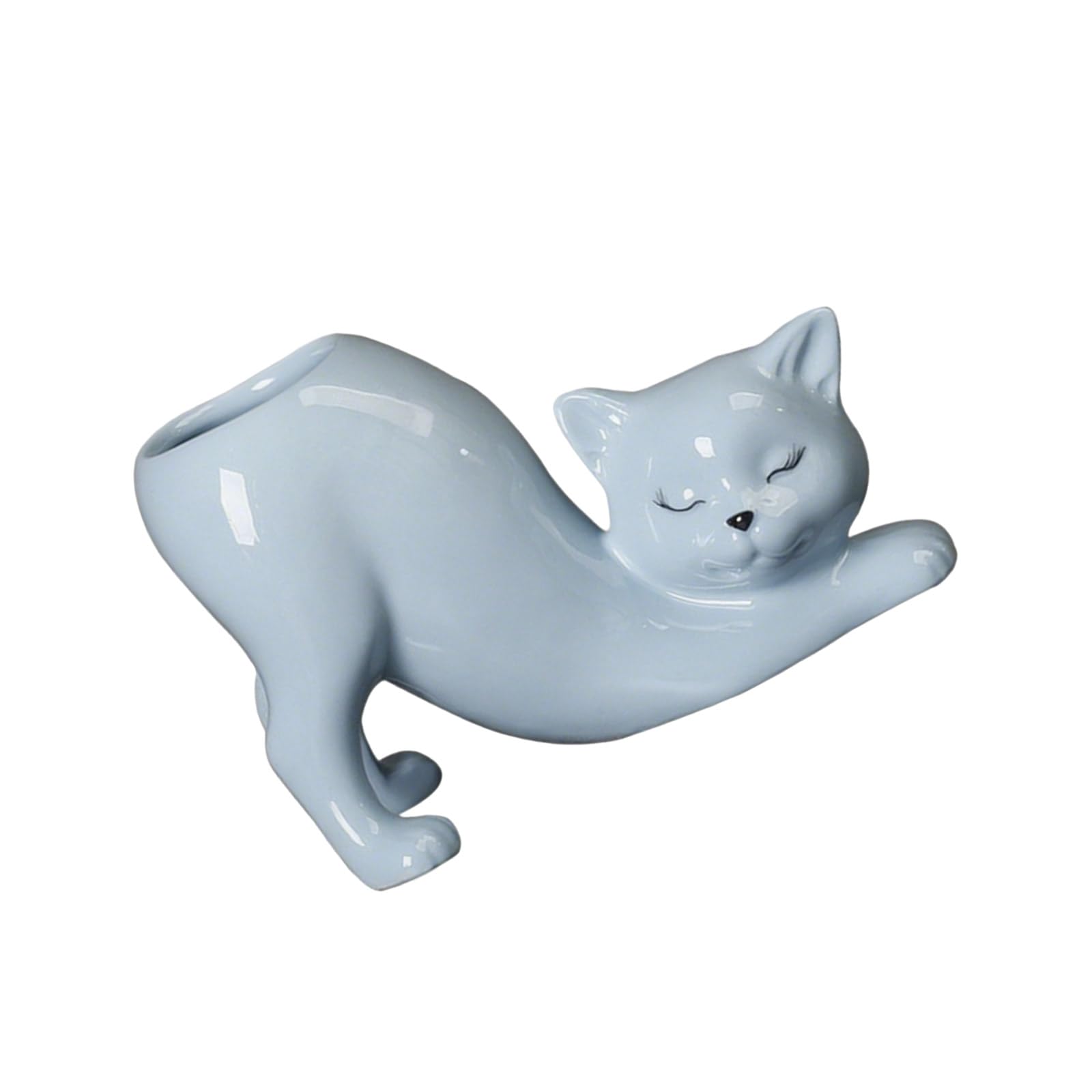 Hsioluted Ceramic Fleshy Plant Container Kitten Shape Cartoon Ceramic Plant Cactuses Flower Planter Home Desk Gardening Accessories Breathable Flower Container