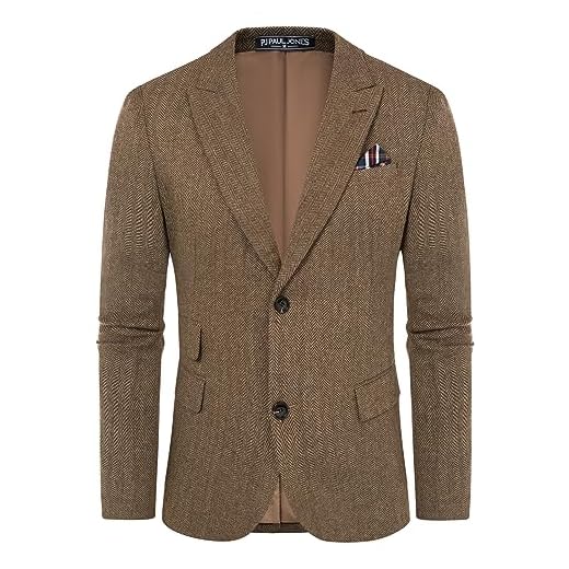 PJ PAUL JONES Sakko Americana británica de corte regular para hombre, 2 botones, moderna chaqueta de negocios, marrón, M