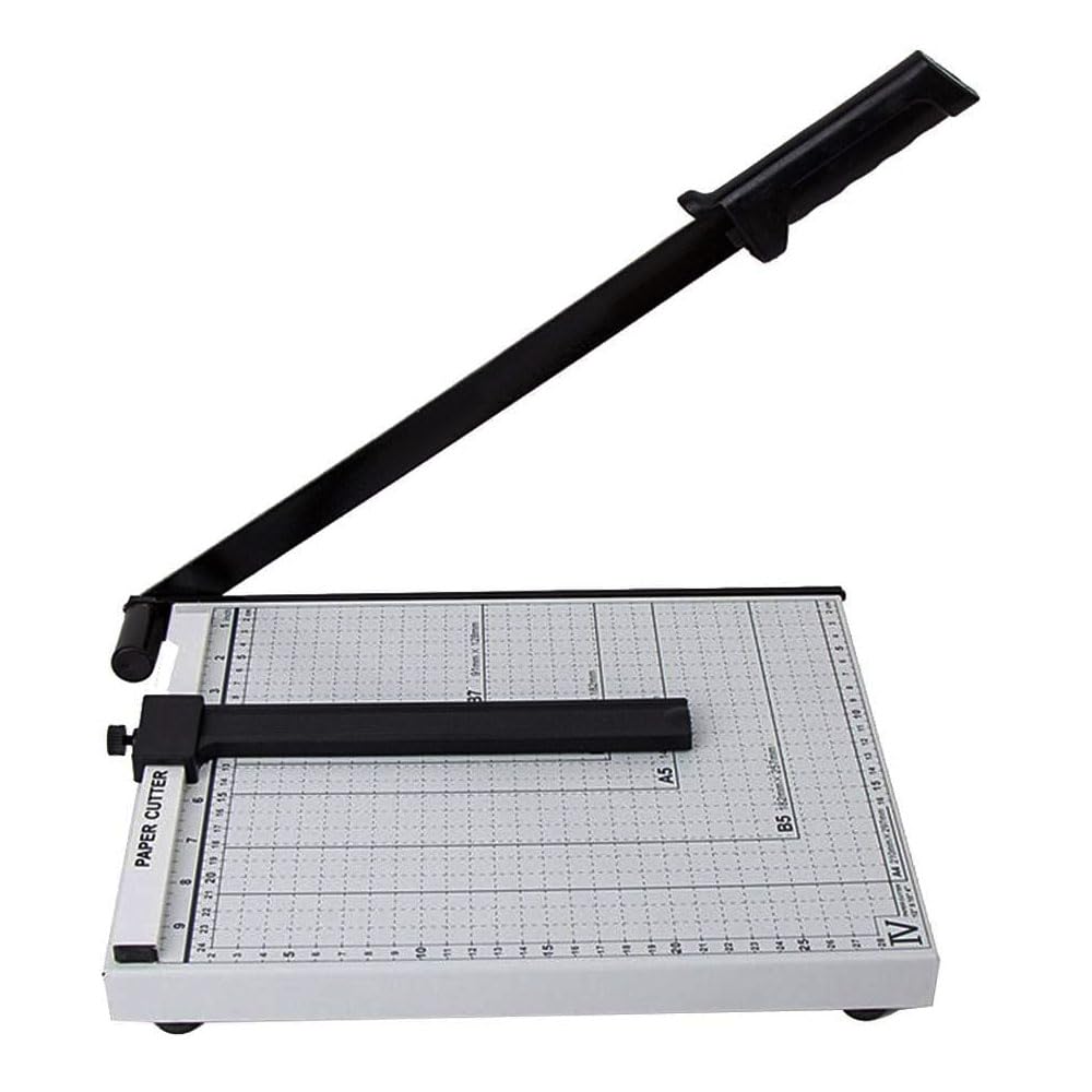 A4 Paper Trimmer With Heavy Duty Metal Base, Photo Guillotine Craft Machine, 12'' Cut Length, 10 Sheet Capacity, Professional Cutter for Home, Office - White