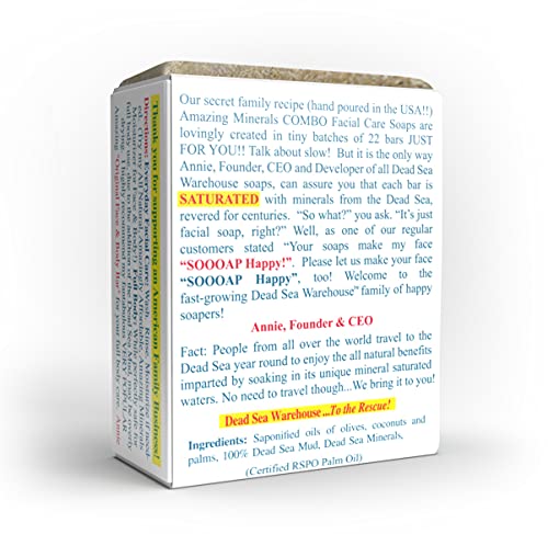 Dead Sea Warehouse – Amazing Minerals Combo Facial Care Bar – 3.5 Oz – Dead Sea Salt & Mud Soap – All Natural – Combination Skin Cleanser – 4-Pack #TOP1