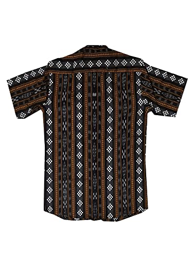 Image of Apolee ODISHA HANDLOOM SAMBALPURI 100% COTTON BLACK PASAPALI HALF SHIRT FOR MEN /BOYS