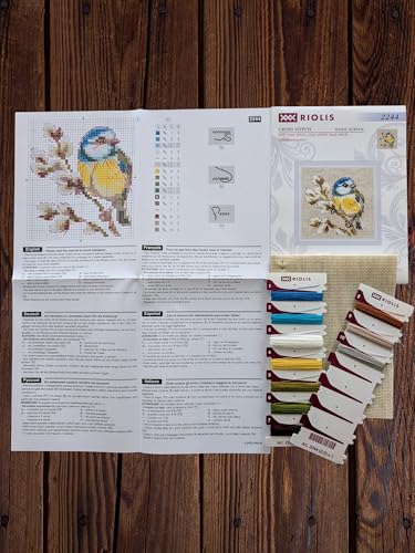 Image of RIOLIS - Titmouse 2244, Cross Stitch Kits 4 inchx4 inch, Cross Stitch Kits for Adults, Counted Cross Stitch, Embroidery Kit for Beginners & Advanced, Nature Crossstitching Kits, Counted Stitching Kits