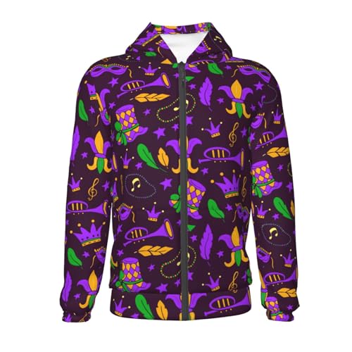 Mardi Gra2 Kid Hoodies Boys Zip Up Sweatshirts Girls Pullover with Pocket2