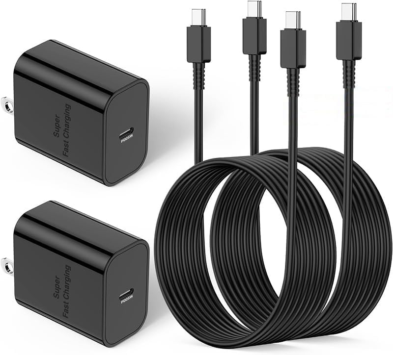 Samsung Super Fast Charging with USB C to C Cable 10ft, 2Pack Type C Wall Charger Block and Android Phone Charger Cord Long for Samsung Galaxy S25 Ultra/S25+/S24+/S23+/S22+/S22 Plus/S21/Note 20/10