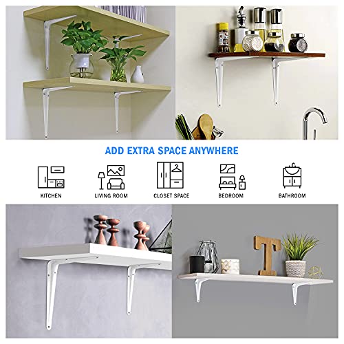 Supports d'étagère noirs en équerre métallique en L 12x15 cm pour rangement mural