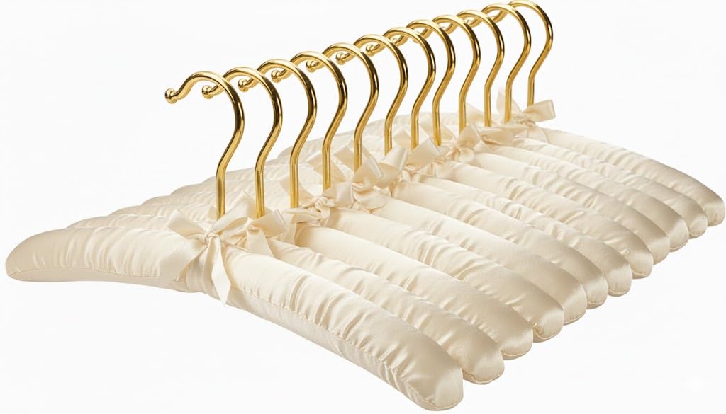 Florida Brands Padded Clothing Fabric Hangers for Women Clothing - Ivory, Set of 12 Premium Coat Hangers for Closet, Bride Hanger for Wedding Dress, Sweater Hangers