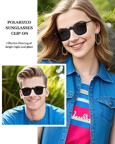 LUFF Polarized Clip-on Sunglasses for Men/Women,HD Anti-Glare Flip up Sunglasses Clips for Outdoor/Driving UV4004