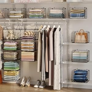   5-Tier-Closet-Hanging-Organizer-Clothes-Hanging-Shelves-with-4-Hanging-Hooks-5-S-Hooks-Wire-Storage-Basket-Bins-for-Clothing-Sweaters-Shoes-Handbags-Clutches-Accessories-Patent-Design