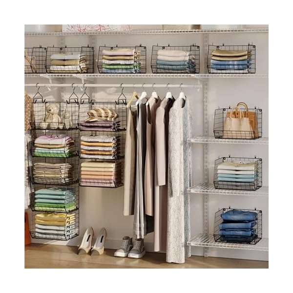   5-Tier-Closet-Hanging-Organizer-Clothes-Hanging-Shelves-with-4-Hanging-Hooks-5-S-Hooks-Wire-Storage-Basket-Bins-for-Clothing-Sweaters-Shoes-Handbags-Clutches-Accessories-Patent-Design